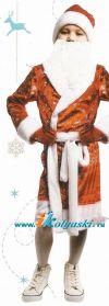 Костюм Деда Мороза для детей, Детский карнавальный костюм Деда Мороза для мальчика, из плюша с серебряными снежинками,  рост 116-122 см, на 4-6 лет купить в интернет-магазине Иколяски в Москве с доставкой по РФ